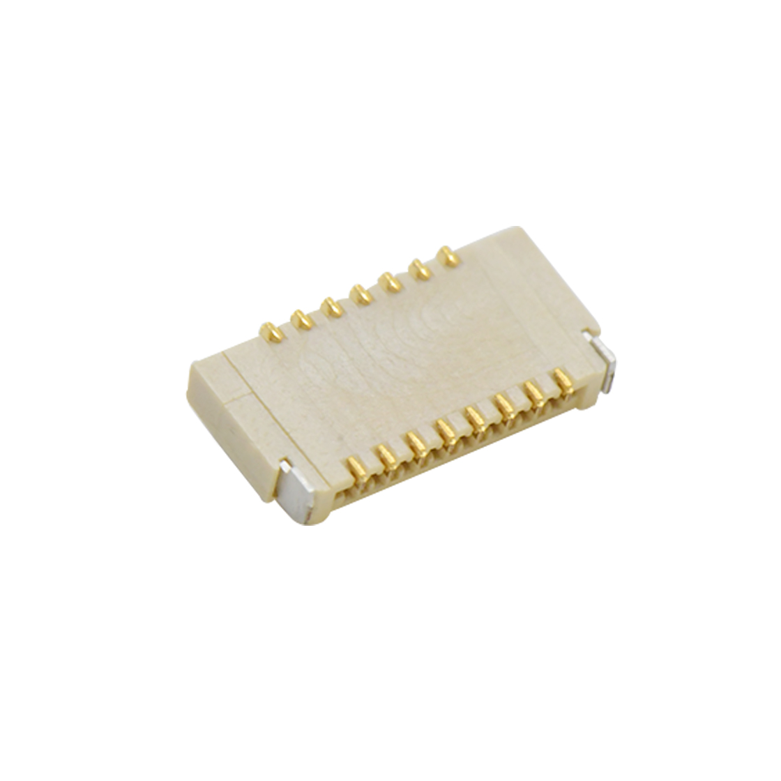 Pitch 0.30mm H0.9mm双排卧贴后掀盖双面接 FPC 15pin 本色 镀全金G/F